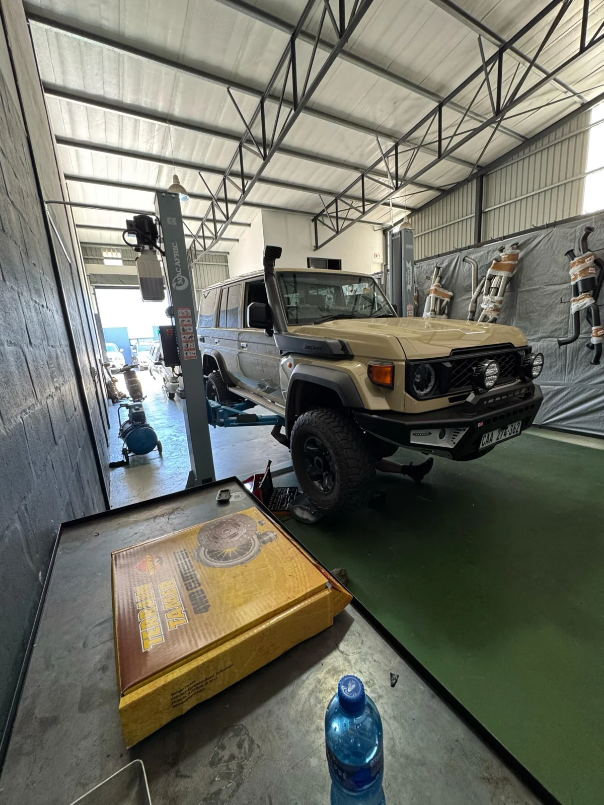 Land Cruiser inside the Kracht fitment workshop